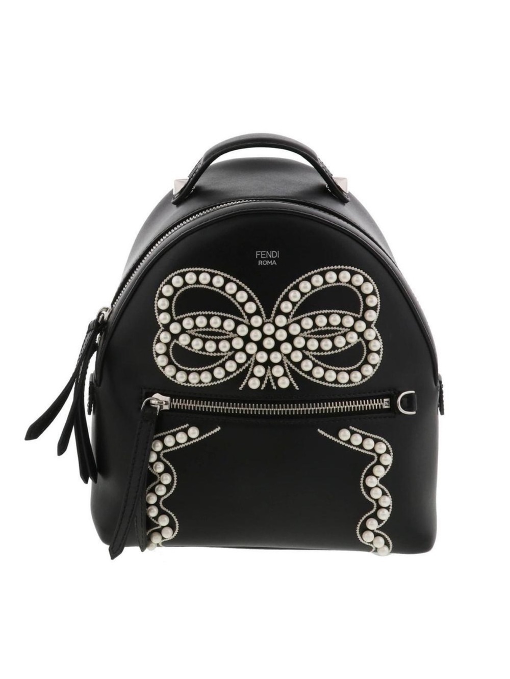 Fendi Black Pearl-Embellished Leather Mini Backpack Gorgeous